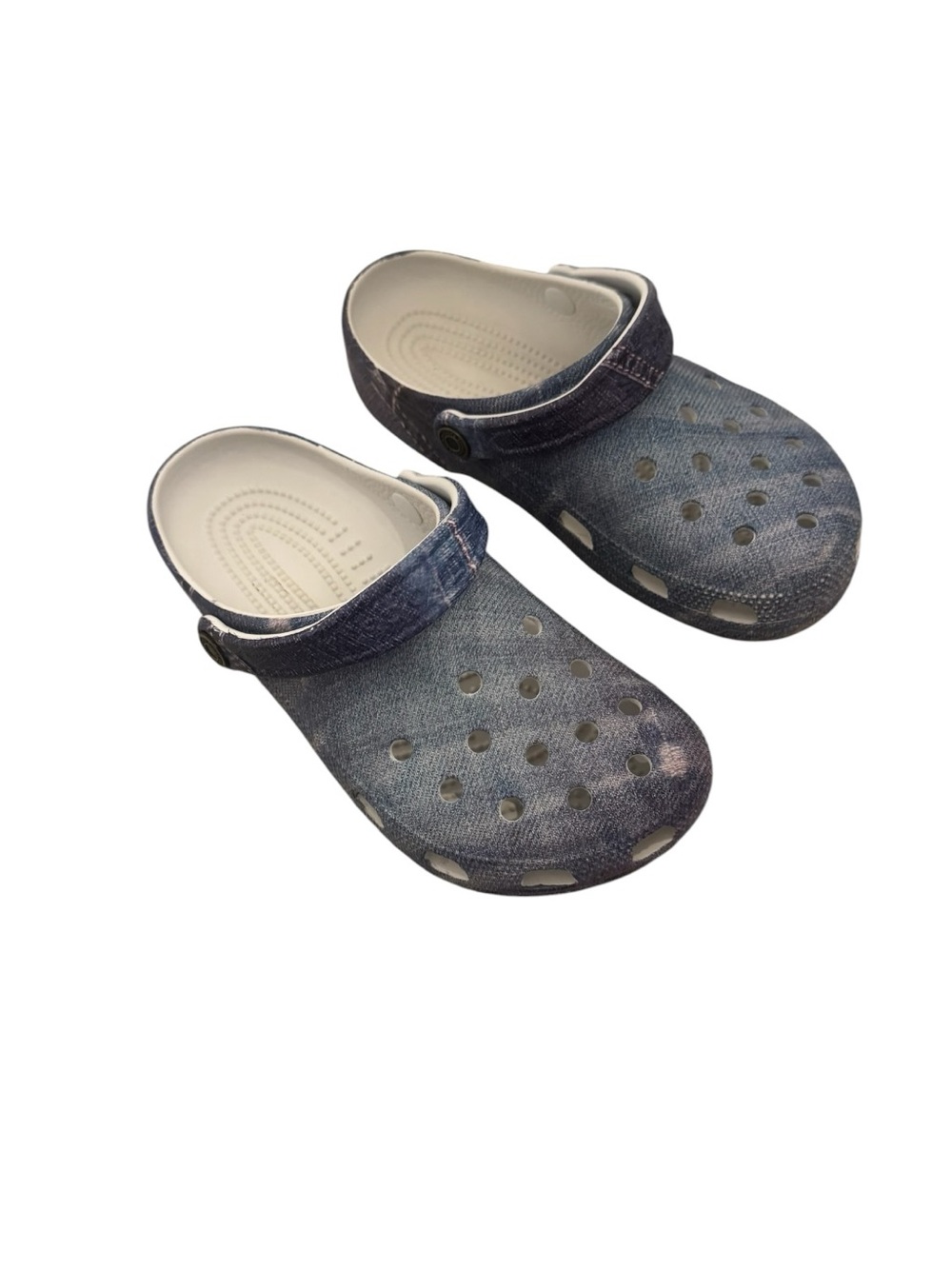 Crocs Classic Denim Clogs in a dark wash blue finish size 7